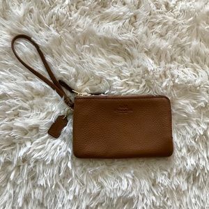 Coach brown zipper wristlet!!